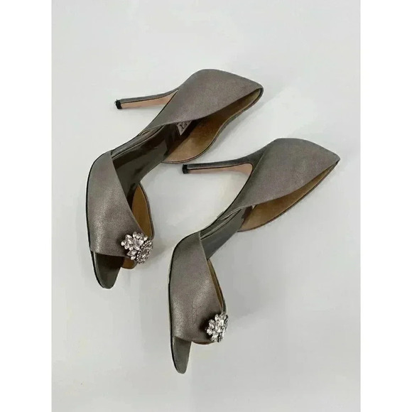 BADGLEY MISCHKA Womens Giana II Open Toe D-orsay Silver Metallic Pewter 9.5 - Picture 6 of 10